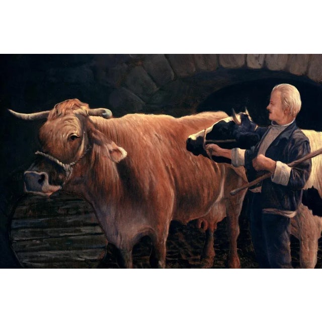 In this extraordinary painting Armando Romano takes a moment where the farmer in his stable, the sun is shiny and warm,...