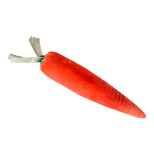 Orange Velvet Soft Sculpture or Pin Cushion in the Form of a Carrot With Green Silk Ribbon Top