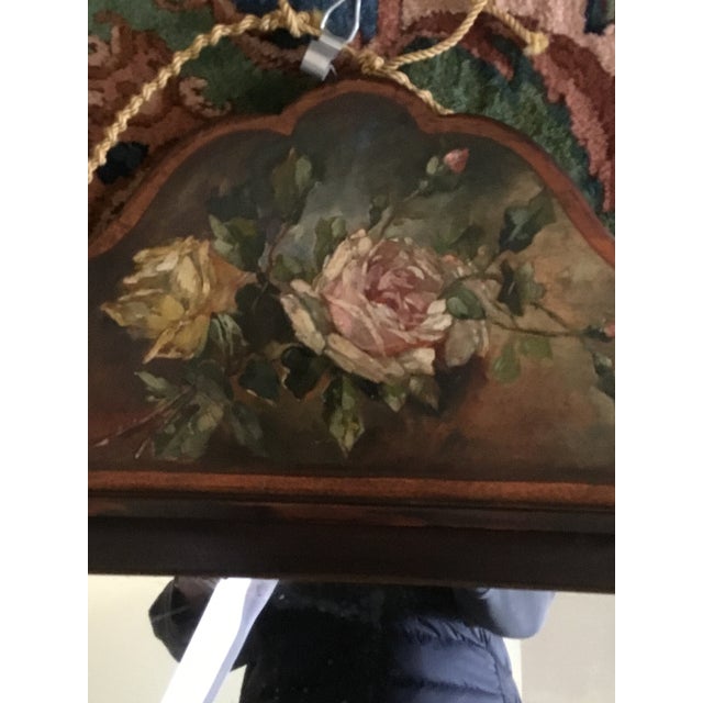 Victorian Vintage Hand-Painted Floral Mirror With Scalloped Crest | Romantic Cottage Wall Mirror | French Country Style For Sale - Image 3 of 6