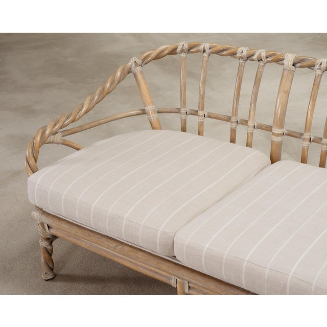 Pair of McGuire Organic Modern Cerused Twisted Rattan Settee and Lounge Chair For Sale - Image 10 of 18