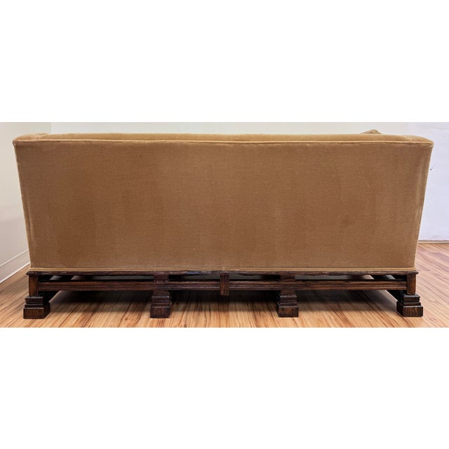 Early 20th C Mohair Down Cushion Carved Wood Sofa For Sale - Image 9 of 11