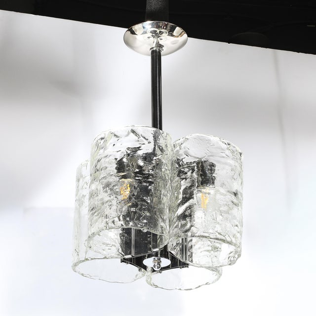 Mid-Century Modern 1970s Mid-Century Modern Hand-Blown Murano Mottled Glass & Nickel Chandelier by Mazzega For Sale - Image 3 of 18