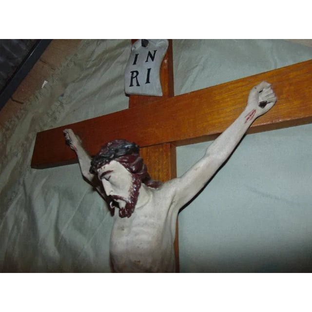 Pre-War Wooden Crucifix, 1890s For Sale - Image 4 of 9
