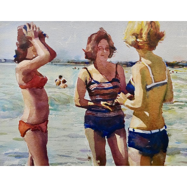 Figurative Shirl Herbert Goedike -Girls at the Beach in Summer 1999 -Painting For Sale - Image 3 of 8