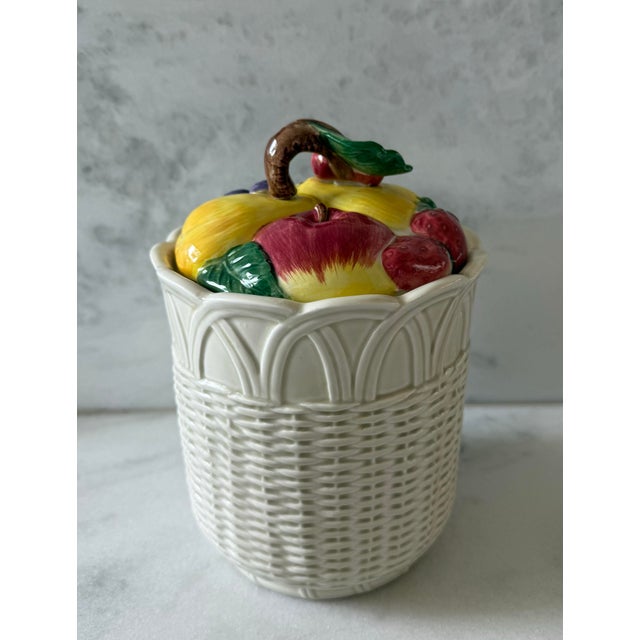 1980s Set of 3 Vintage Canisters With Fruit Basket Design Made by Otagiri For Sale - Image 5 of 12