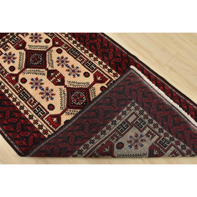 Baloch Rug 3’4” X 6’1” Ivory Wool Vintage Tribal Hand-Knotted Oriental Carpet For Sale - Image 11 of 12