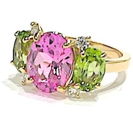 Christina Addison Medium 18 Karat White Gold Gum Drop Ring With Pink Topaz and Iolite For Sale In New York - Image 6 of 12