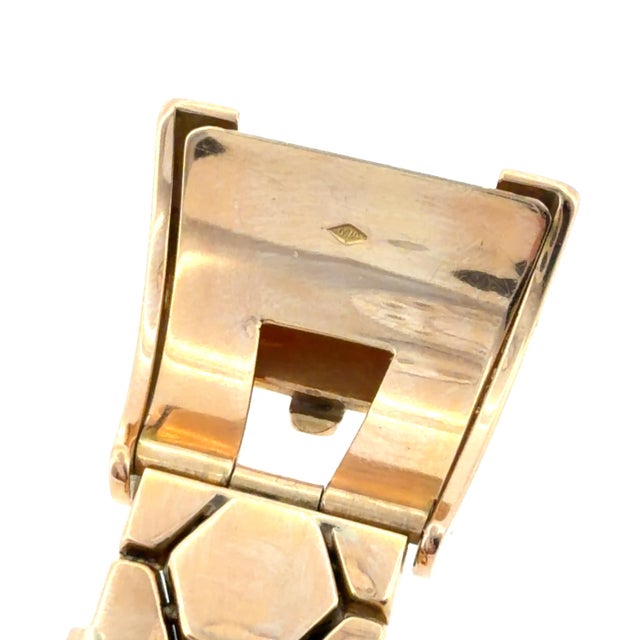1940s 1940s Retro 18k Rose Gold Honey Comb Buckle Bracelet For Sale - Image 5 of 8