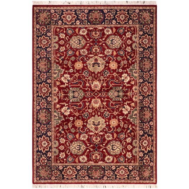 Shabby Chic Floral 1990's Pak-Persian Red/Blue Wool Rug - 6'1'' X 8'9'' For Sale - Image 9 of 9