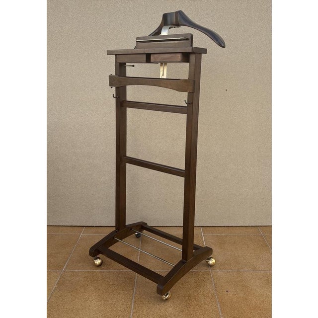 1960s Mid-Century Wooden Valet Stand with Hanger and Storage Trays, 1960 For Sale - Image 5 of 12