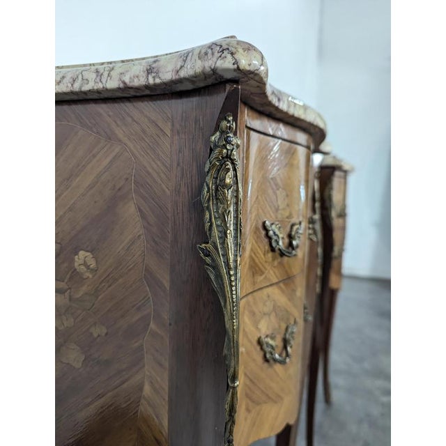 Louis XV Style Rosewood Bedside Tables, Set of 2 For Sale - Image 4 of 8