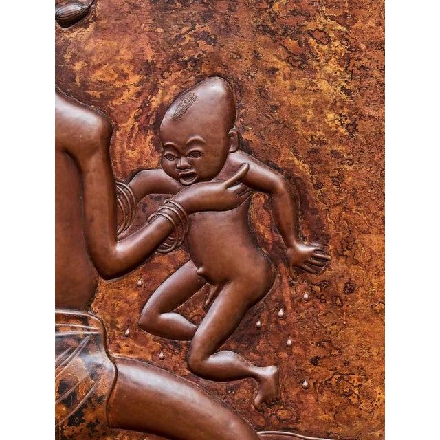 Metal African Copper Relief Motherhood Motif For Sale - Image 7 of 7