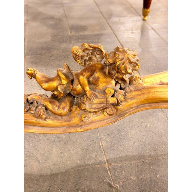 Vintage Rococo Cherub Marble Top Center Table Elegant White Marble Design For Sale In Orlando - Image 6 of 6