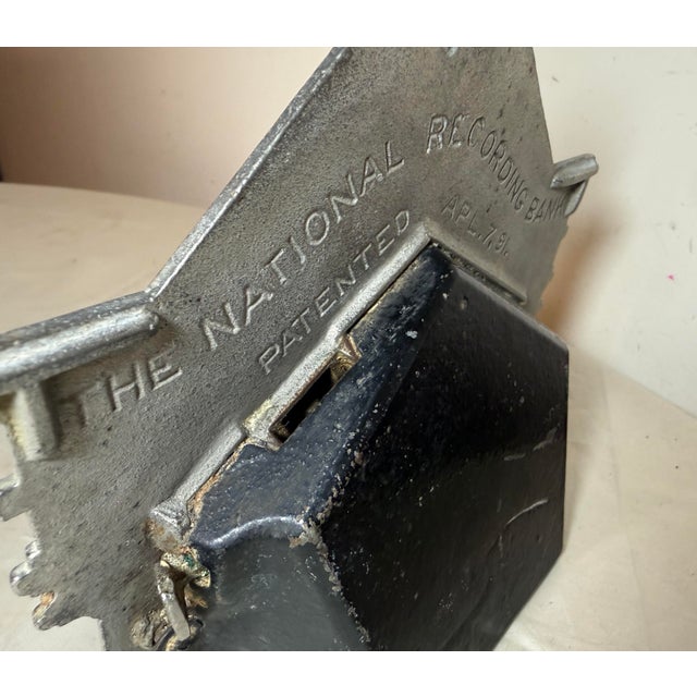 Rare Antique the National Dime Recording Bank Cast Iron Still Bank 1890's For Sale - Image 12 of 12