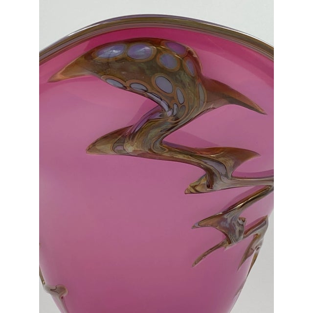 Pink Murano Style Art Glass Centerpiece With Gold Finishes For Sale - Image 8 of 10