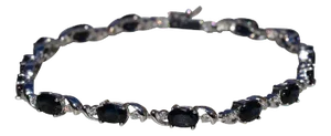 The Minaki: Ladies 14K White Gold Sapphire and Diamond Tennis Bracelet