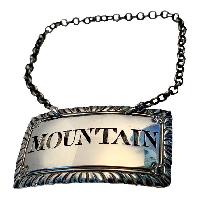 Georgian Sterling Wine Decanter Label “Mountain”-By Silversmith Margaret Binley, London C. 1770 For Sale