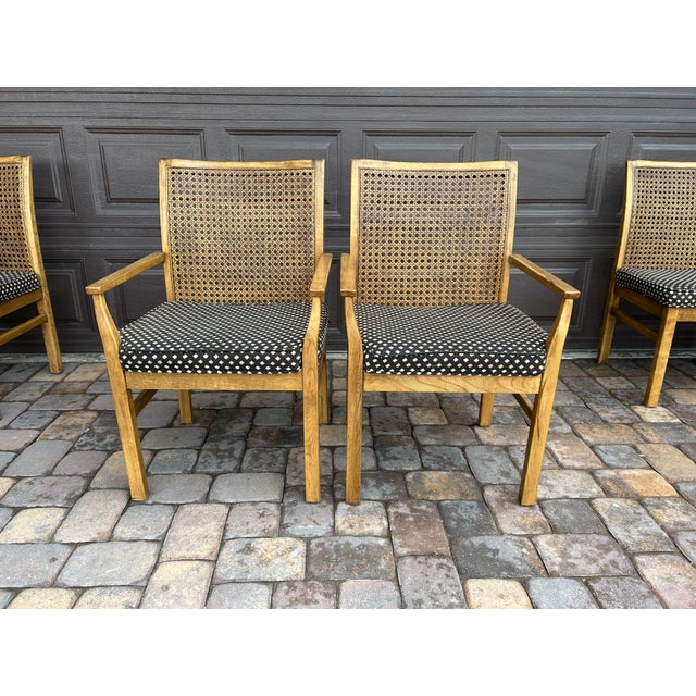 Lane Furniture Set of 6 Mid 20th Century Lane Furniture Brutalist Mid Century Modern Cane Back Dining Chairs For Sale - Image 4 of 12