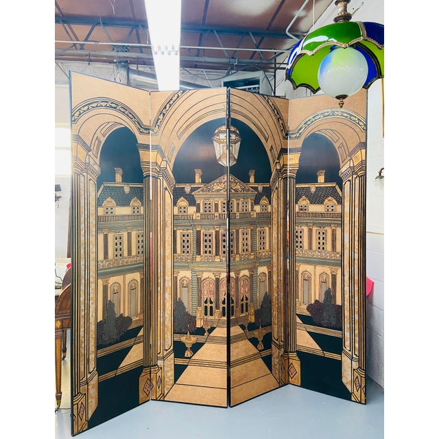 Art Deco Folding Screen or Room Divider by Fournier, 4 Panels | Chairish