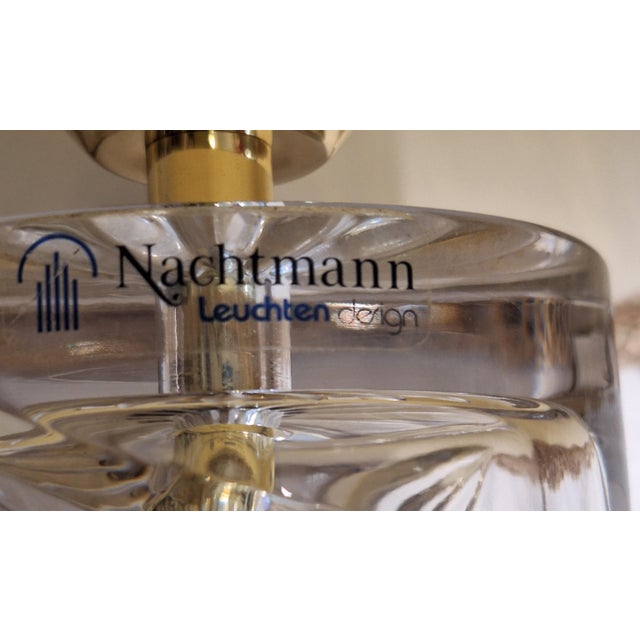 Beige Vintage Nachtmann Table Lamp with Cut Crystal Glass Base in a Brass Mount and Fabric Shade, 1980s For Sale - Image 8 of 10