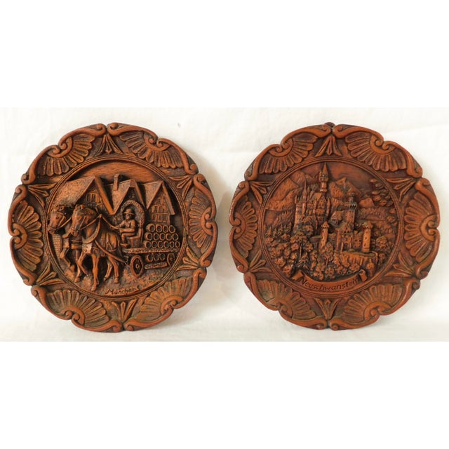 Wood Pair Vintage Faux Wood Three Dimensional Wall Plaques For Sale - Image 7 of 7