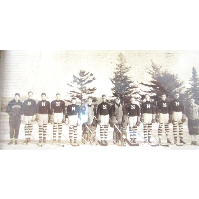 1930's Antique Group Photograph The Northwoods High School Hockey Team Photo measures 6 5/8" long and 4 5/8" tall. Overall...