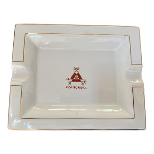 Large Cigar Porcelain Ashtray Monte Cristo Rectangular Red and Gold
