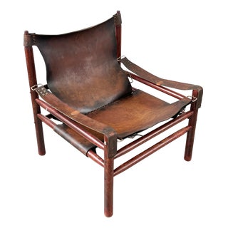 Mid-Century Buffalo Leather Safari Chair by Arne Norell, Scandinavia, 1950s For Sale