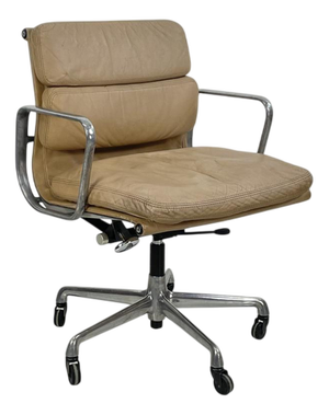 Camel Leather Soft Pad Group Chair by Charles and Ray Eames for Herman Miller, 1960s