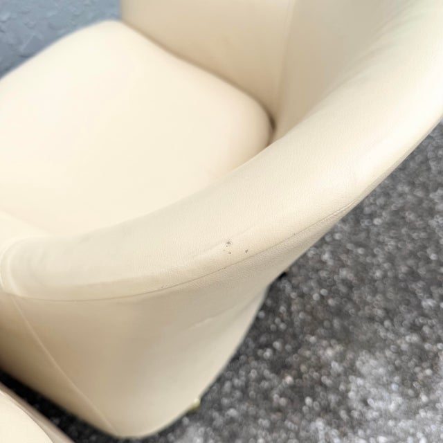 Thayer Coggin Vintage Postmodern Faux Leather Club Chairs on Caster by Thayer Coggin - A Pair For Sale - Image 4 of 7