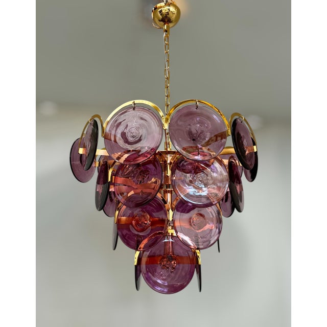 Fabio Ltd 21st Century Italian Tiered Murano Disco Chandelier by Fabio LTD For Sale - Image 4 of 13