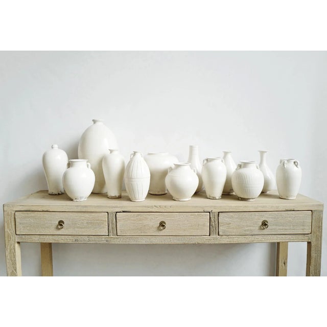 Farmhouse Vintage White Ceramic Jug Vase For Sale - Image 4 of 4