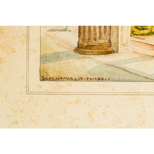 Blue Wonderful Antique Grand Tour Watercolor Painting of Casa Dei Vettii Pompeii Italy Framed Neoclassical Home Decor For Sale - Image 8 of 13