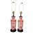 Vintage Pair of Asian Red Porcelain Lamps- Red Chinoiserie Lamps For Sale