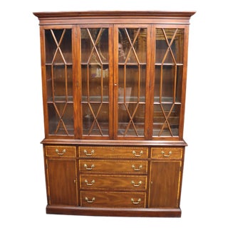 Henkel Harris Mahogany Breakfront China Cabinet For Sale
