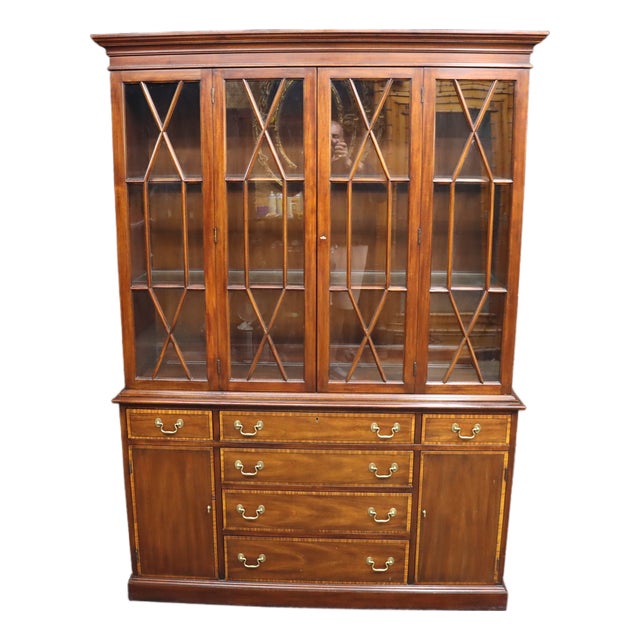 Henkel Harris Mahogany Breakfront China Cabinet For Sale