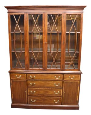 Henkel Harris Mahogany Breakfront China Cabinet