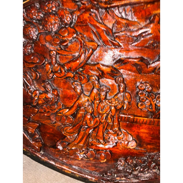 Late 20th Century Large Hand-Carved Figural Wood Relief Wall Panel For Sale - Image 5 of 6