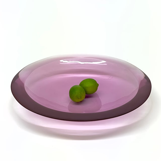 Mid 20th Century Magnificent Oversized Thick Lilac Lucite Bowl For Sale - Image 5 of 11