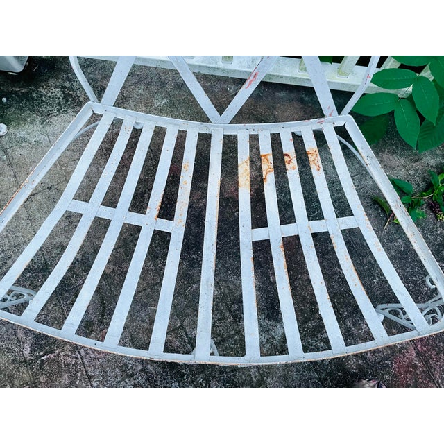 Vintage Woodard Wrought Iron Outdoor Patio Furniture Sectional Piece For Sale In New York - Image 6 of 11