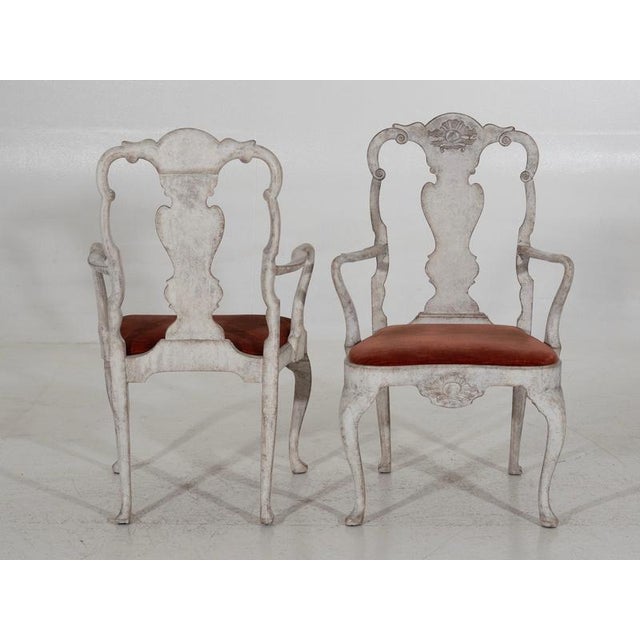 Rococo Swedish Armchairs, 19th Century, Set of 2 For Sale - Image 6 of 7