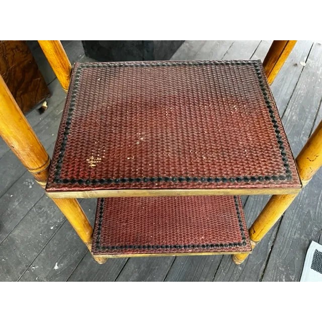 Bamboo and Rattan Folding Four Step Tier MCM Bookcase or Display Shelf For Sale - Image 4 of 8