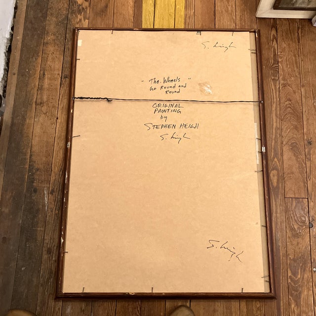 Contemporary Original Stephen Heigh Abstract Painting “The Wheels Go Round and Round” For Sale - Image 4 of 4