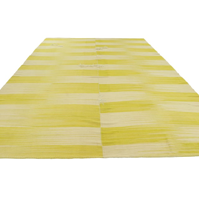 2010s Oversized Rug & Kilim’s Contemporary Kilim in Beige & Yellow Stripes & Patterns For Sale - Image 5 of 7