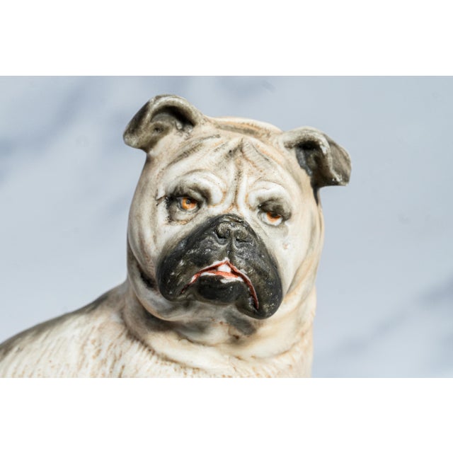 English Amazing Antique Hand Painted English Pug Dog Porcelain Figurine Statue For Sale - Image 3 of 13