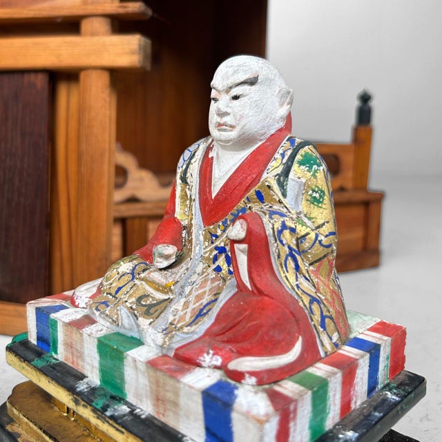 Japanese Wooden Shrine of Kamidana with Monk, 1950s, Set of 2 For Sale - Image 12 of 16