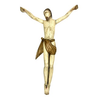 Central European Artist, Large Polychrome Carved Corpus Christi Crucifix, 15th Century, Linden Wood For Sale