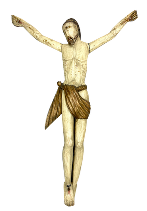 Central European Artist, Large Polychrome Carved Corpus Christi Crucifix, 15th Century, Linden Wood
