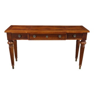 Lexington Neoclassical Cherry Parquetry Breakfront Console Sofa Hall Table 54" For Sale