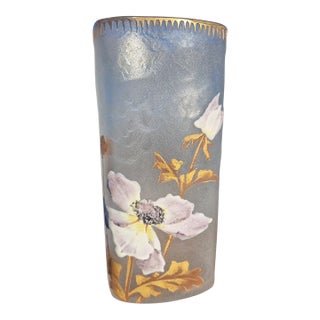 Legras Montjoye Paris (France) - Art Nouveau Enameled Floral Vase, c.1900 For Sale